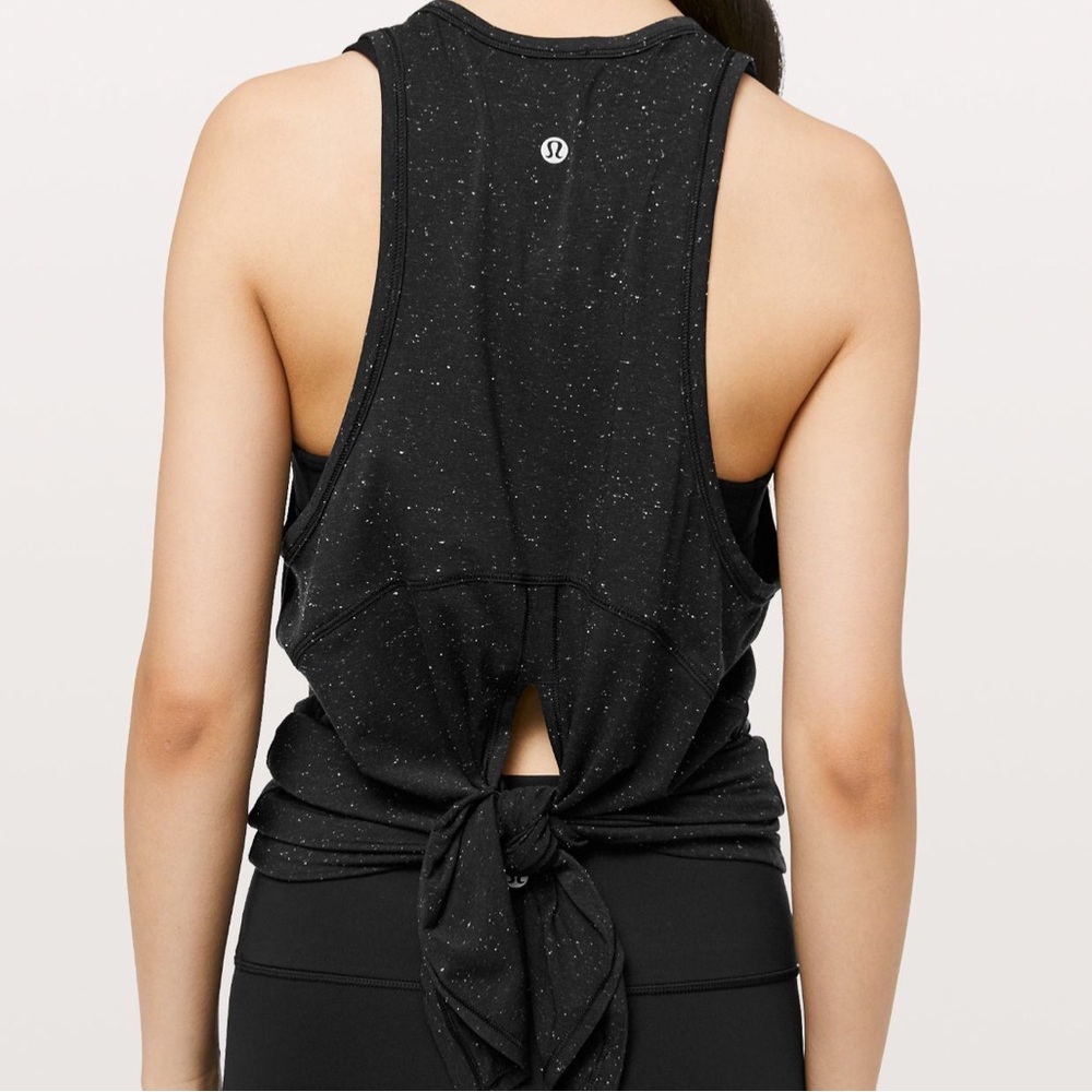 Like new! - LULULEMON Tie Back Tank Top - Black/White Speckle